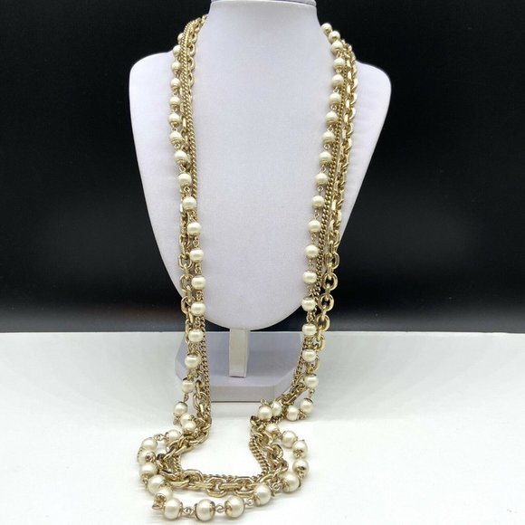 Ann Taylor Jewelry - Ann Taylor Faux Pearl Long Beaded Chain Necklace